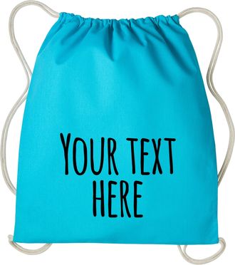 Generic Personalised RL300 Gymsac Bag Add Your Name/Text Unisex School/Gym/Sports Kit Drawstring Bag (TURQUOISE)