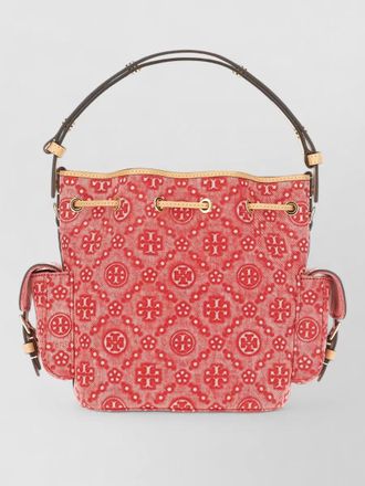 Tory Burch denim bucket bag gold tone hardware top handle