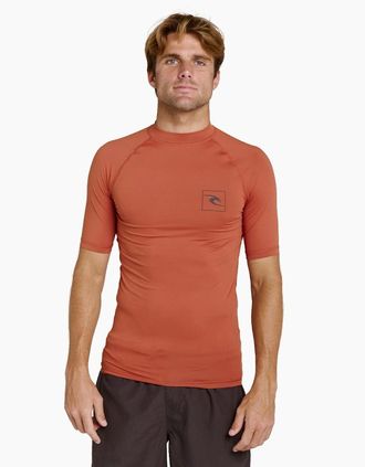 Rip Curl Mens Rip Curl Mens Streamline UPF Short Sleeve Rash Vest - Orange - Size: 40