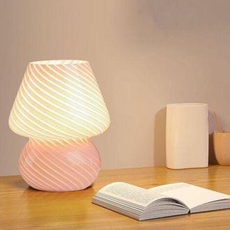 OEM L&aacute;mpara De Noche Con Forma De Hongo, Luz Nocturna De Cristal Para Dormitorio, L&aacute;mpara De Mesilla De Noche, Luz Nocturna Para Dormitorio (rosa)