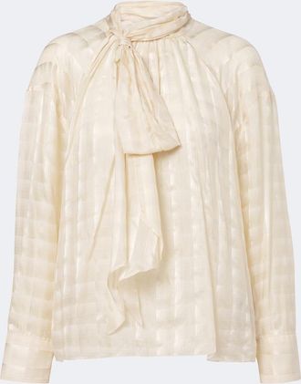 Dorothee Schumacher Airy Check tie-neck cotton and silk blouse