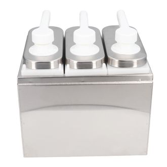 OEM Dispensador De Salsas Con Bomba, Recipientes Para Aderezos De Ensaladas Y Especias Con Base, Apto Para Cocinas Y Servicios De Catering, 3 Bombas