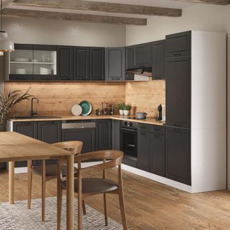 Vicco Cocina Esquinera R-line, Antracita Casa De Campo/blanco, 227 X 287 Cm Sin Encimera