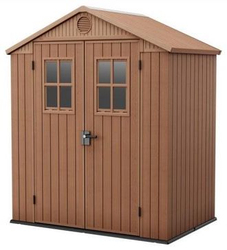 Keter Casetta Da Giardino In Resina Darwin 6x4 Wood Con Finestre Frontali