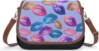 Generic Glitter Colors Lips Fashion Womens Crossbody Bags Novelty Handbag Shoulder Bag Purse