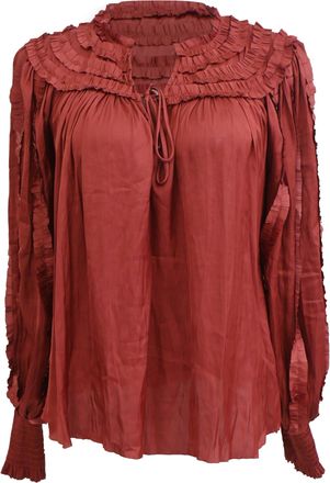 Ulla Johnson Mila Ruffle Blouse in Red Polyester