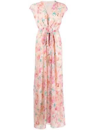 Patrizia Pepe floral print V-neck maxi dress - women - Polyester/Polyester - 38 - Pink