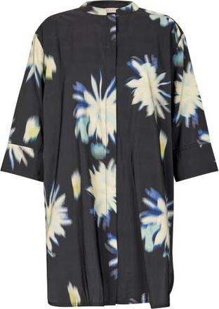 Masai Geam 3/4 Sleeve Floral Shirt in Muted Lime at Nordstrom, Size Xx-Large