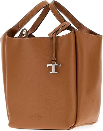 Tod's Womens Camel Leather Apa Bucket Bag Keniascuro Borse A Mano