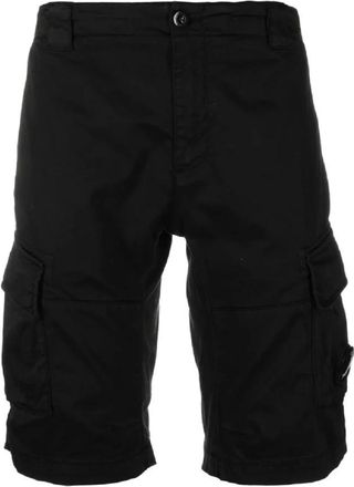 C.P. Company Zwarte Sateen Cargo Shorts - Heren - Korte Broeken - Zwart - XL - Korte Broeken