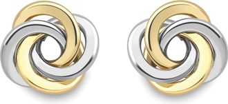 Jewelco London 9ct White & Yellow Gold Whirlpool Knot Stud Earrings - ERNR02123