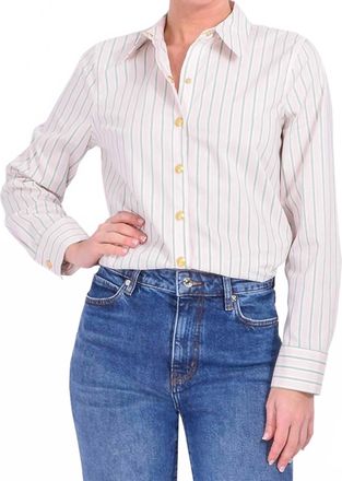 L'agence Ellery Long Sleeve Blouse In Baby Pink And Sage Stripe