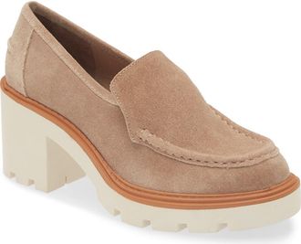 Chocolat Blu Finna Platform Loafer Pump in Latte Suede at Nordstrom, Size 9-9.5Us