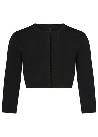 SKIMS Cropped Knit Cardigan - Black - M (UK12-14)