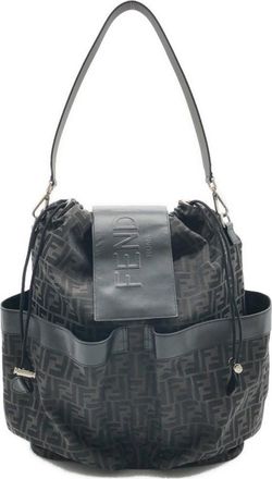 Fendi Black Canvas Leather Backpack (Pre-Owned)