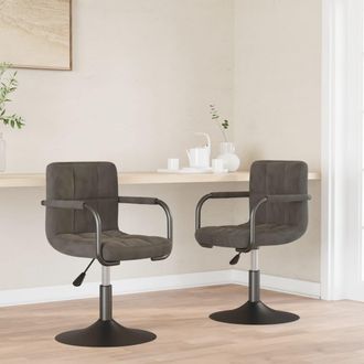 vidaXL Vidaxl - Sillas De Comedor Giratorias 2 Unidades Terciopelo Gris Oscuro