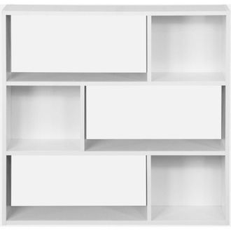 Sweeek Sweeek - Librería de 3 estantes con 6 compartimentos, Pieter, Blanco, 83x23x80 cm