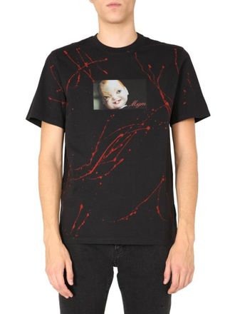Msgm Graphic Doll Face Printed Crew Neck T-Shirt