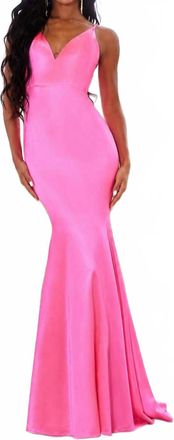 Portia & Scarlett Deep V-Neck Trumpet Dress In Hot Pink
