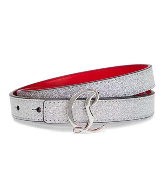 Christian Louboutin Glitter logo leather belt