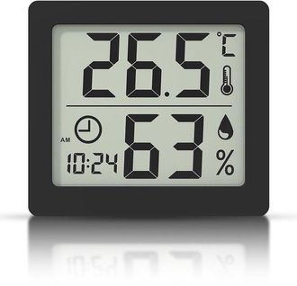 OEM Higr&oacute;metro, Term&oacute;metro De Interior, Pantalla Lcd De 3,1 Pulgadas, Temperatura Y Humedad Ambiente, Monitor, Termohigr&oacute;metro Con Reloj (negro)