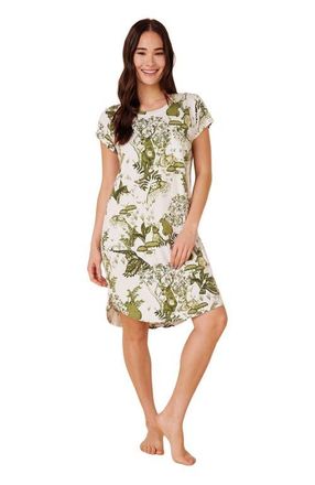 The Cats Pajamas Pima Knit Short-Sleeved Sleep Shirt in Woodside at Nordstrom, Size X-Small