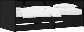 vidaXL Cama De D&iacute;a Con Caj&oacute;n Roble Negro Madera De Ingenier&iacute;a Vidaxl
