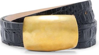 L'agence Womens Milou Embossed Belt In Black Croc