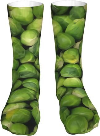 AOOEDM Green Brussel Sprout Print Socks Winter Warm Crew Socks Moisture Wicking Compression Athletic Socks For Mens And Womens