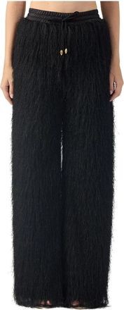 Just Cavalli Fringe Broeken - Dames - Wijde Broeken - Zwart - M - Polyester - Broeken