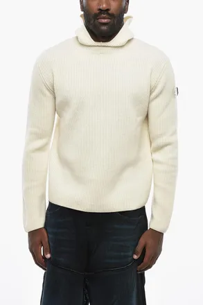 Moncler JIL SANDER Maglia in Lana Vergine a Costine con Cappuccio Moncler