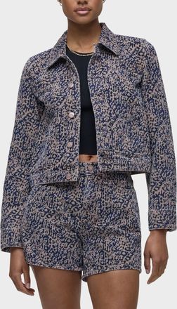 Hudson Liza Trucker Jacket In Indigo Leopard
