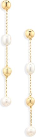 Nordstrom Rack Faux Pearl Station Drop Earrings in White- Gold at Nordstrom Rack