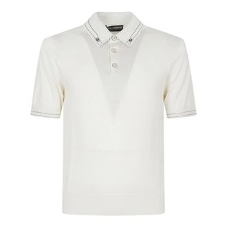 Dolce & Gabbana Polo Shirts, male, White, Size: XS Silk polo shirt