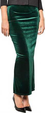 Apricot Velvet Maxi Skirt In Green