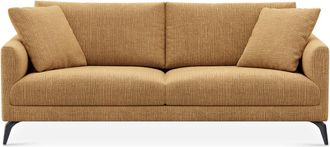 Castlery Lena Sofa Customized, (Washed Chenille) Caramel (Matte Black Legs), Machine Washable, Removable Covers for Sofas, Castlery