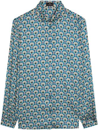Etro Patterned Satin Shirt - Blue - 42 (UK10 / S)