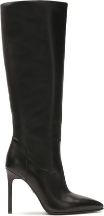 Kazar Elegante zwarte stiletto laarzen - Dames - Laarzen met Hak - Zwart - 39 EU - Leer - Schoenen