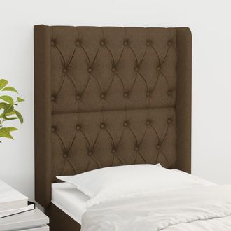 vidaXL Cabecero Con Orejas De Tela Marr&oacute;n Oscuro 83x16x118/128 Cm Vidaxl