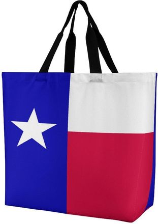Generic Texas State Flag Large Reusable Shopping Bag Lightweight Foldable Tote Bags Washable Shoulder Handbag