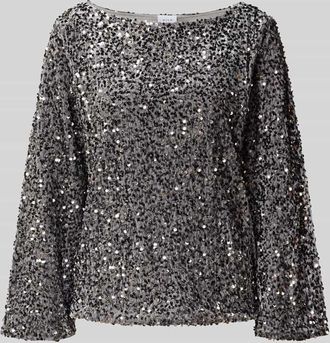Vila Blusenshirt mit Paillettenbesatz Modell FAITH in Silber, Größe XS