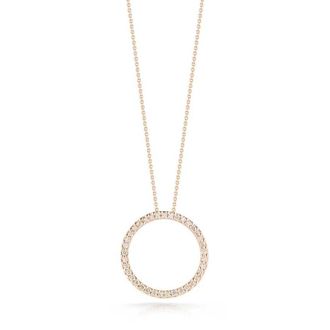 Roberto Coin 18K Rose Gold Tiny Treasures Medium Diamond Circle Necklace 001259AXCHX0