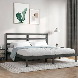 vidaXL Vidaxl - Estructura De Cama De Madera Maciza De Pino Gris 200x200 Cm