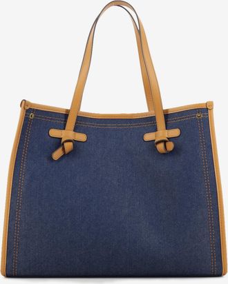 Gianni Chiarini Borsa Marcella tessuto e pelle blu / mou