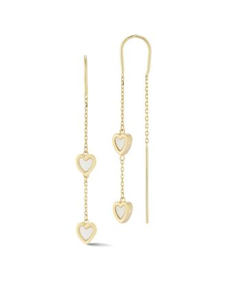 Ember Fine Jewelry 14K Pearl Heart Threader Earrings