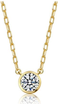 Rachel Glauber Round Stud Necklace with Clear Cubic Zirconia