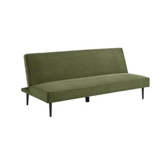 Sweeek Sof&aacute;-cama en terciopelo de pana fina, 3 plazas, verde kaki