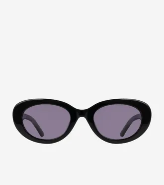 Cole Haan Womens Bold Oval Sunglasses - Black