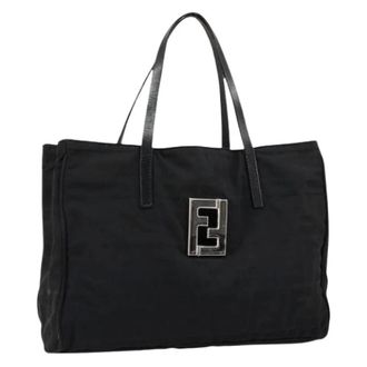 Fendi Pre-owned Tote Bags, female, Black, Size: ONE SIZE Pre-owned Vintage Zucca Canvas Hand Bag