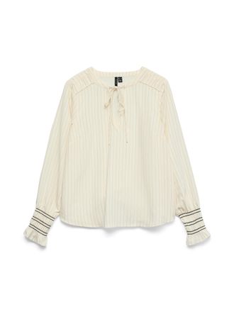 Vero Moda Blusenshirt VERO MODA VMMILLIE LS TOP WVN GA, Damen, Gr. XL, birch stripes:schwarz, Jersey, Obermaterial: 80% Viskose, 20% Nylon, gestreift, regular f